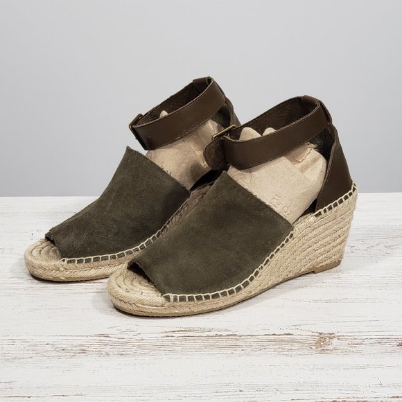 Gap  Peep Toe  Suede Espadrille Wedge Sandals  Size 9 - Picture 1 of 5